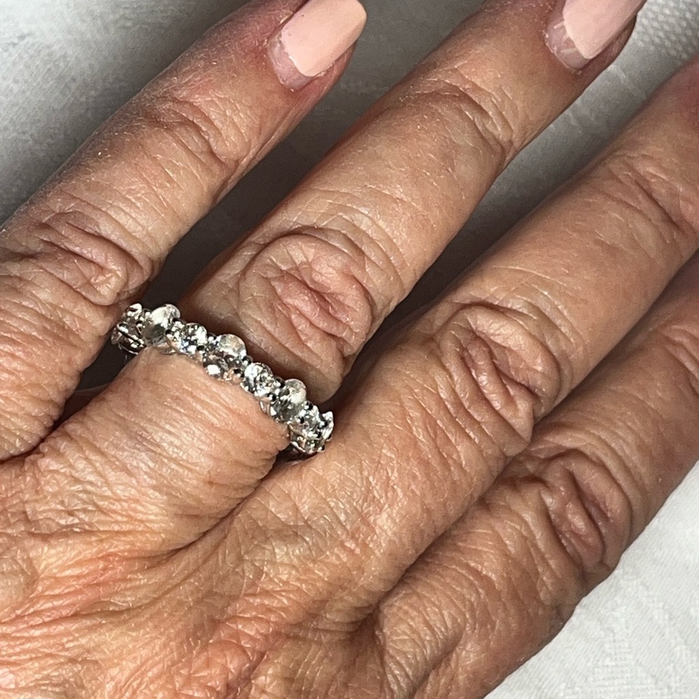 Elegant Sterling Silver and CZ Band Ring